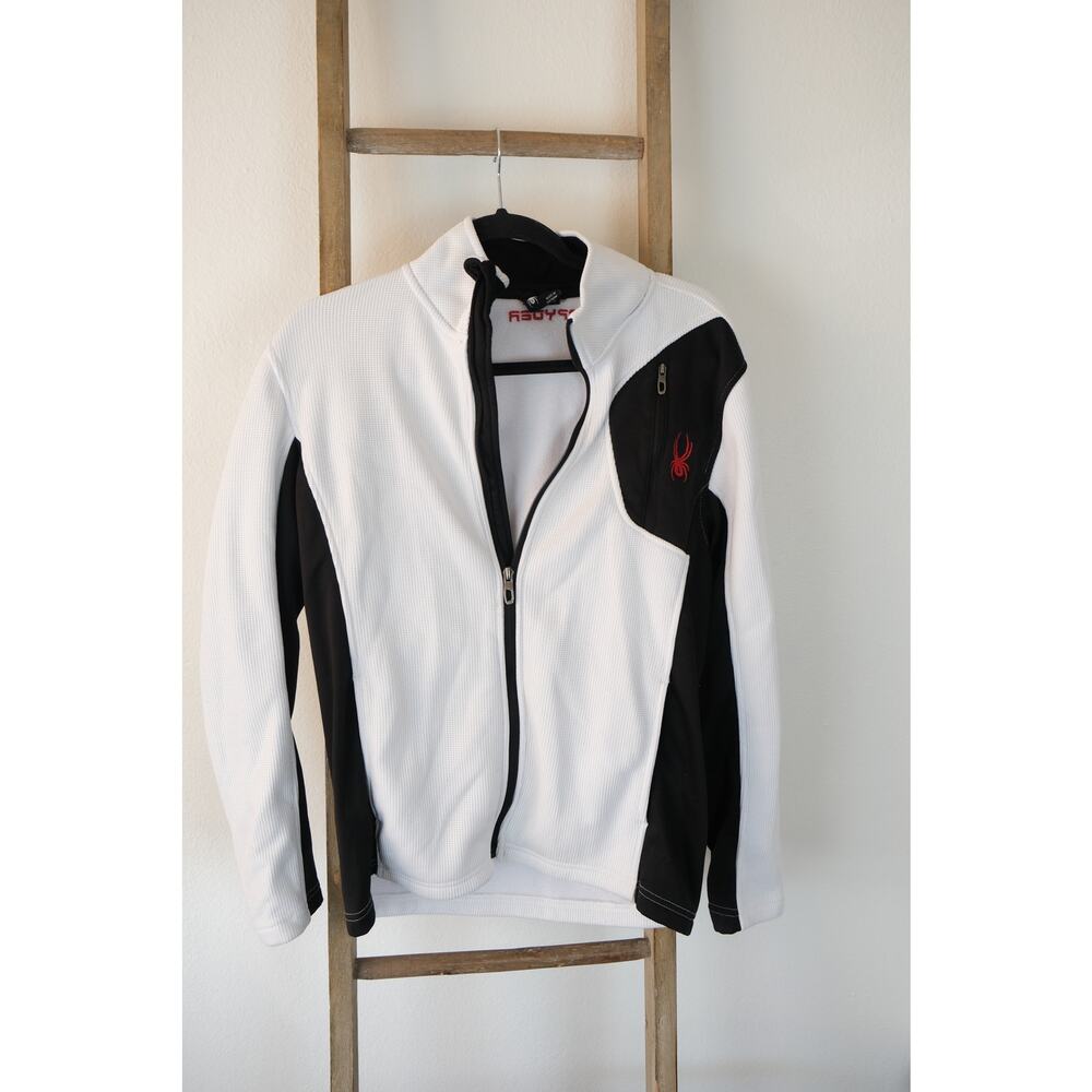 Spyder Mens Raider Full Zip Jacket White and Black, Size Small